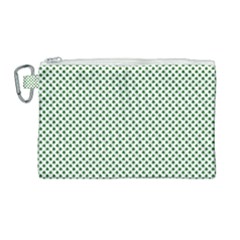 Shamrock 2-tone Green On White St Patrick’s Day Clover Canvas Cosmetic Bag (large) by PodArtist