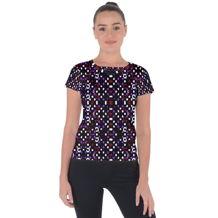 Futuristic Geometric Pattern Short Sleeve Sports Top 