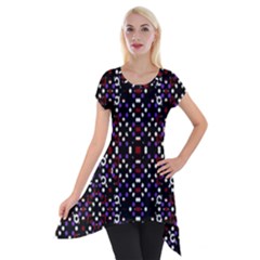 Futuristic Geometric Pattern Short Sleeve Side Drop Tunic by dflcprints