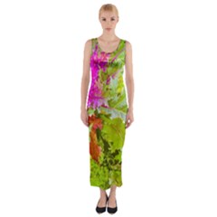 Colored Plants Photo Fitted Maxi Dress by dflcprints
