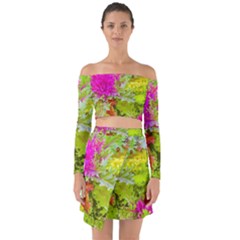 Colored Plants Photo Off Shoulder Top With Skirt Set by dflcprints