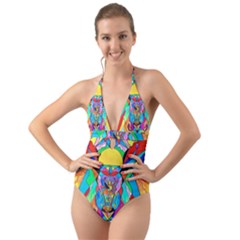 Arcturian Metamorphosis Grid - Halter Cut-out One Piece Swimsuit