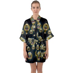 Bats In Caves In Spring Time Quarter Sleeve Kimono Robe by pepitasart