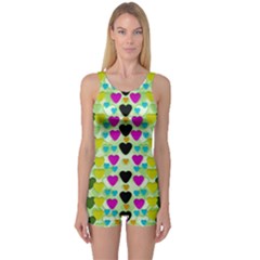 Summer Time In Lovely Hearts One Piece Boyleg Swimsuit