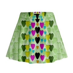 Summer Time In Lovely Hearts Mini Flare Skirt