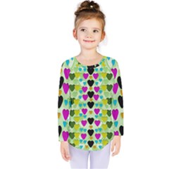 Summer Time In Lovely Hearts Kids  Long Sleeve Tee