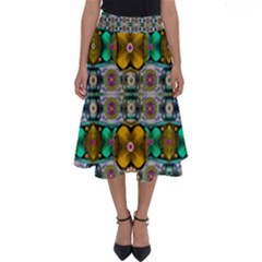 Rainbow Flowers And Decorative Peace Perfect Length Midi Skirt by pepitasart