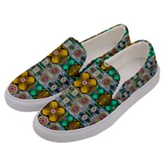 Rainbow Flowers And Decorative Peace Men s Canvas Slip Ons by pepitasart