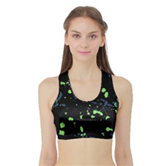 Dark Splatter Abstract Sports Bra With Border by dflcprints