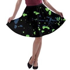 Dark Splatter Abstract A-line Skater Skirt by dflcprints