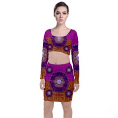 Viva Summer Time In Fauna Long Sleeve Crop Top & Bodycon Skirt Set by pepitasart