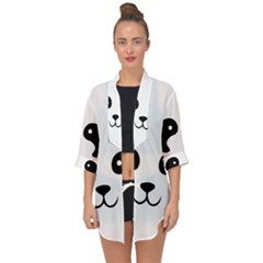 Panda  Open Front Chiffon Kimono by Valentinaart