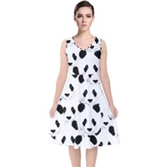 Panda Pattern V-neck Midi Sleeveless Dress  by Valentinaart