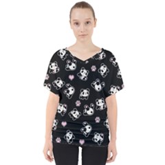 Panda Pattern V-neck Dolman Drape Top by Valentinaart