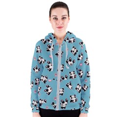 Panda Pattern Women s Zipper Hoodie by Valentinaart