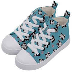 Panda Pattern Kid s Mid-top Canvas Sneakers by Valentinaart