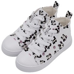 Panda Pattern Kid s Mid-top Canvas Sneakers by Valentinaart