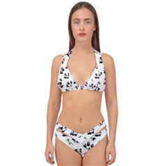 Panda Pattern Double Strap Halter Bikini Set by Valentinaart