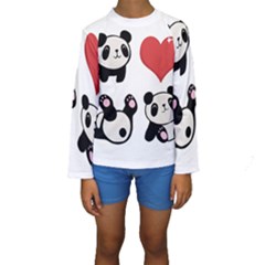 Panda Kids  Long Sleeve Swimwear by Valentinaart