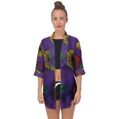 Flowers Open Front Chiffon Kimono