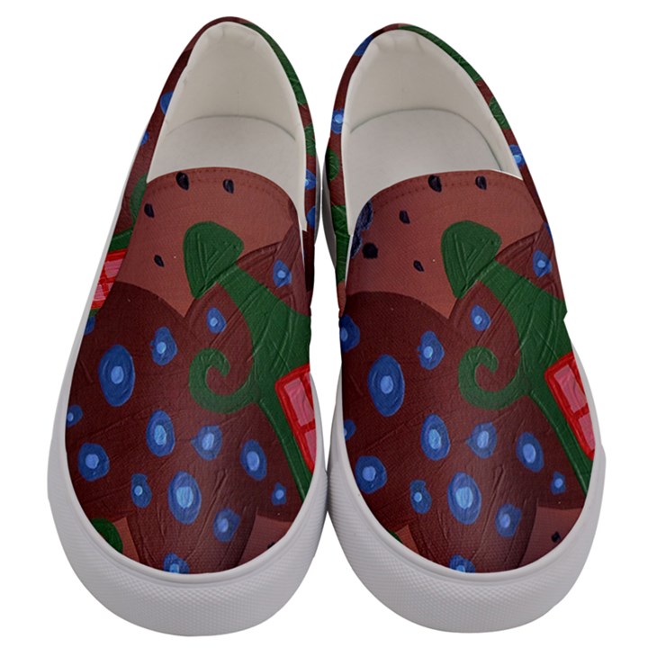 Slanted Green Houses Men s Canvas Slip Ons