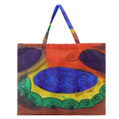 Face Zipper Large Tote Bag