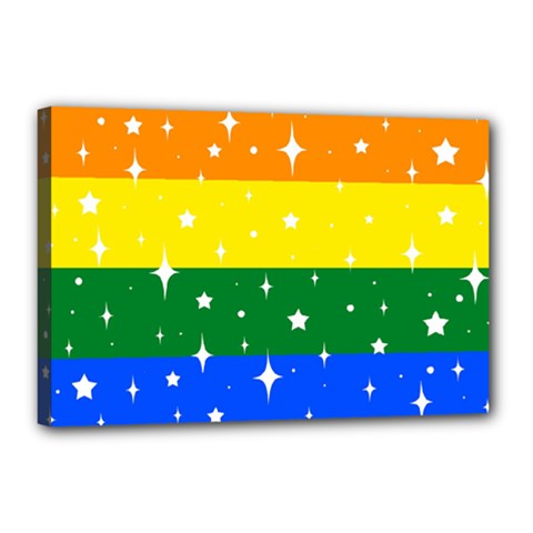 Sparkly Rainbow Flag Canvas 18  x 12 