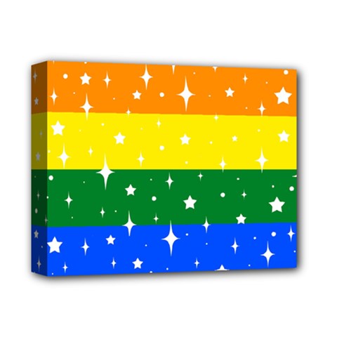 Sparkly Rainbow Flag Deluxe Canvas 14  x 11 