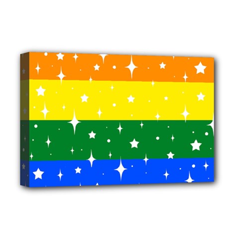 Sparkly Rainbow Flag Deluxe Canvas 18  x 12  