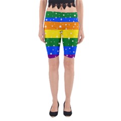 Sparkly Rainbow Flag Yoga Cropped Leggings