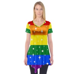 Sparkly Rainbow Flag Short Sleeve Tunic 