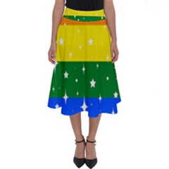 Sparkly Rainbow Flag Perfect Length Midi Skirt