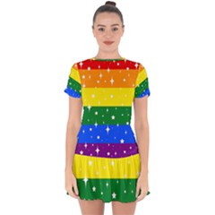 Sparkly Rainbow Flag Drop Hem Mini Chiffon Dress