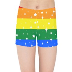 Sparkly Rainbow Flag Kids Sports Shorts