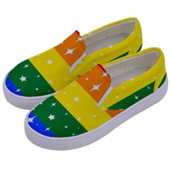 Sparkly Rainbow Flag Kids  Canvas Slip Ons