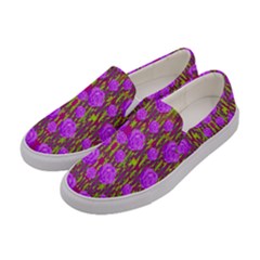 Roses Dancing On A Tulip Field Of Festive Colors Women s Canvas Slip Ons by pepitasart