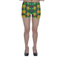 Roses Dancing On  Tulip Fields Forever Skinny Shorts by pepitasart