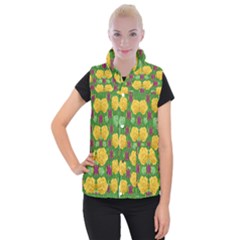 Roses Dancing On  Tulip Fields Forever Women s Button Up Vest by pepitasart