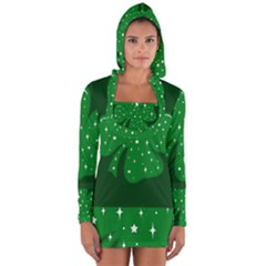 Sparkly Clover Long Sleeve Hooded T-shirt by Valentinaart
