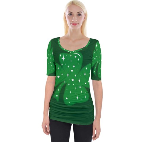 Sparkly Clover Wide Neckline Tee by Valentinaart