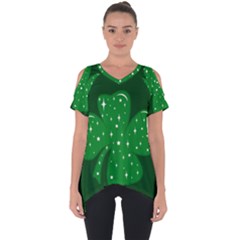 Sparkly Clover Cut Out Side Drop Tee by Valentinaart