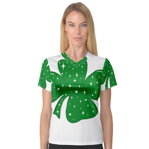 Sparkly Clover V-neck Sport Mesh Tee by Valentinaart