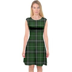 Green Plaid Pattern Capsleeve Midi Dress by Valentinaart