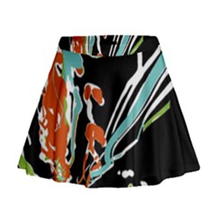 Multicolor Abstract Design Mini Flare Skirt by dflcprints