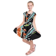 Multicolor Abstract Design Kids  Short Sleeve Dress by dflcprints