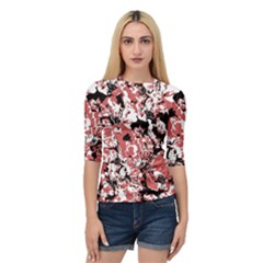 Textured Floral Collage Quarter Sleeve Raglan Tee