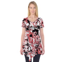 Textured Floral Collage Short Sleeve Tunic 