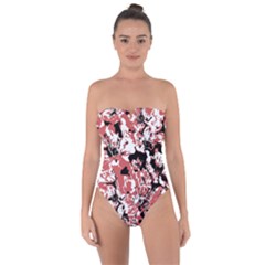 Textured Floral Collage Tie Back One Piece Swimsuit by dflcprints