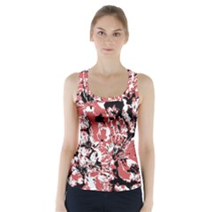 Textured Floral Collage Racer Back Sports Top