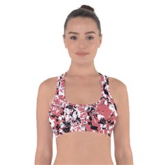 Textured Floral Collage Cross Back Sports Bra